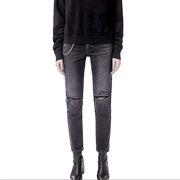 NWT John Elliott japanese selvedge denim Charlotte distressed Slim Jean Black